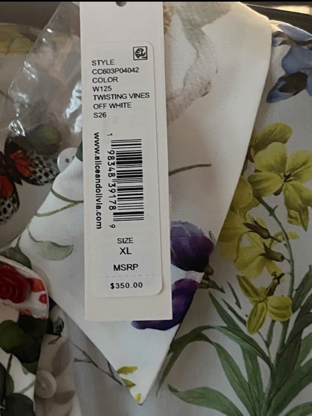 Alice + Olivia Willa Silk Floral Blouse In Twisting Vines White NWT Sz XL - Picture 9 of 15